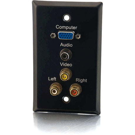 C2G Single Gang HD15 VGA + 3.5mm + Composite Video + Stereo Audio Wall Plate - Black