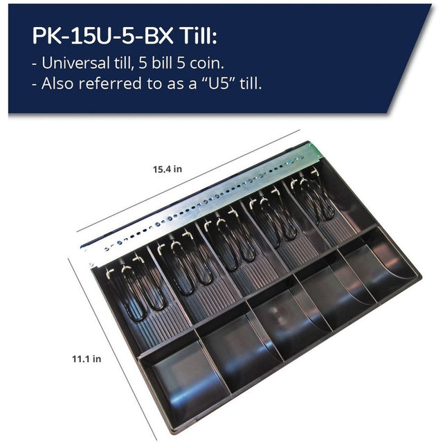 apg&reg; Replacement Tray | Plastic Molded Till for Cash Register| 5 Bill/ 5 Coin Compartments | 16&acirc;&euro; x 16.8&acirc;&euro; x 4.9&acirc;&euro; | PK-15U-5-BX