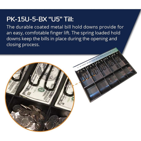 apg&reg; Replacement Tray | Plastic Molded Till for Cash Register| 5 Bill/ 5 Coin Compartments | 16&acirc;&euro; x 16.8&acirc;&euro; x 4.9&acirc;&euro; | PK-15U-5-BX
