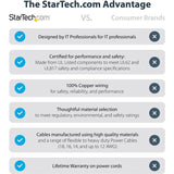 StarTech.com 10ft (3m) Power Extension Cord, NEMA5-15R to NEMA5-15P Black Extension Cord, 13A 125V, 16AWG, Computer Power Extension Cable