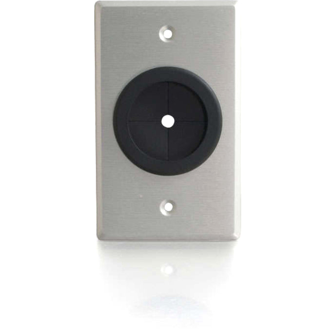 C2G 1.5in Grommet Cable Pass Through Single Gang Wall Plate - Brushed Aluminum