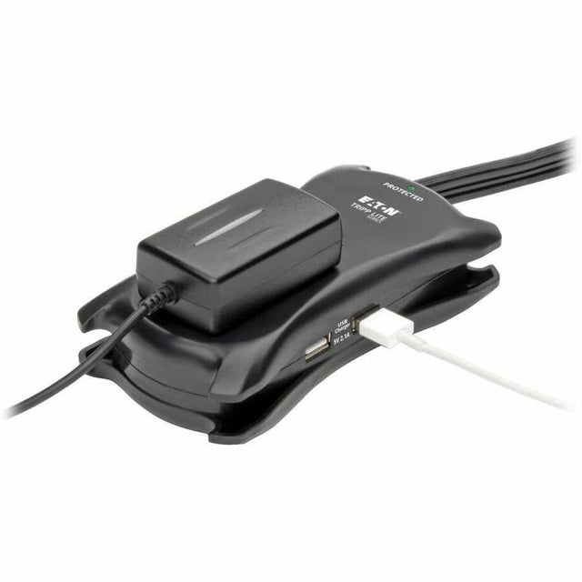 Eaton Tripp Lite Series Protect It! 3-Outlet Travel-Size Surge Protector - 5-15R Outlets, 2 USB Ports, 5-15P Input, 1050 Joules, Black