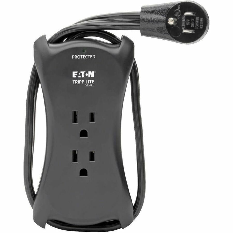 Eaton Tripp Lite Series Protect It! 3-Outlet Travel-Size Surge Protector - 5-15R Outlets, 2 USB Ports, 5-15P Input, 1050 Joules, Black