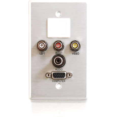 C2G Single Gang HD15 + 3.5mm + RCA A/V + Keystone Wall Plate - Brushed Aluminum