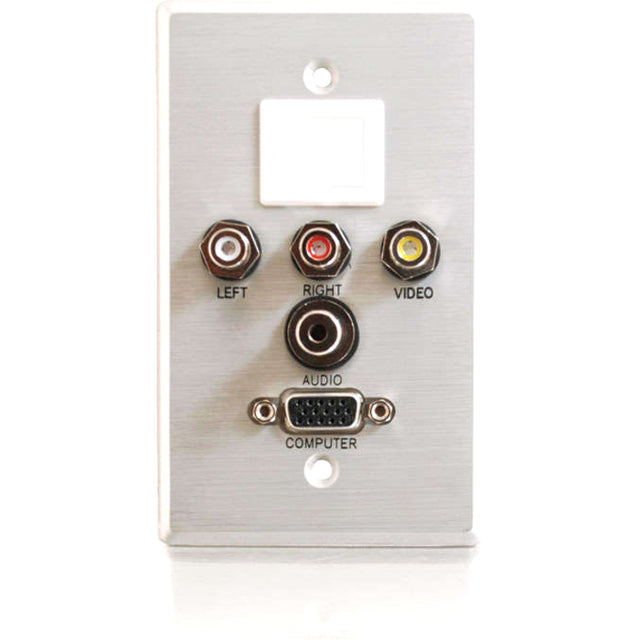 C2G Single Gang HD15 + 3.5mm + RCA A/V + Keystone Wall Plate - Brushed Aluminum
