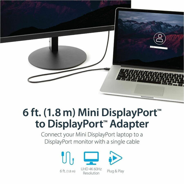 StarTech.com 6 ft Mini DisplayPort to DisplayPort 1.2 Adapter Cable M/M - DisplayPort 4k