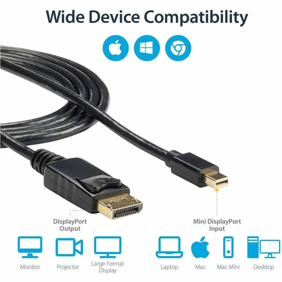 StarTech.com 6 ft Mini DisplayPort to DisplayPort 1.2 Adapter Cable M/M - DisplayPort 4k