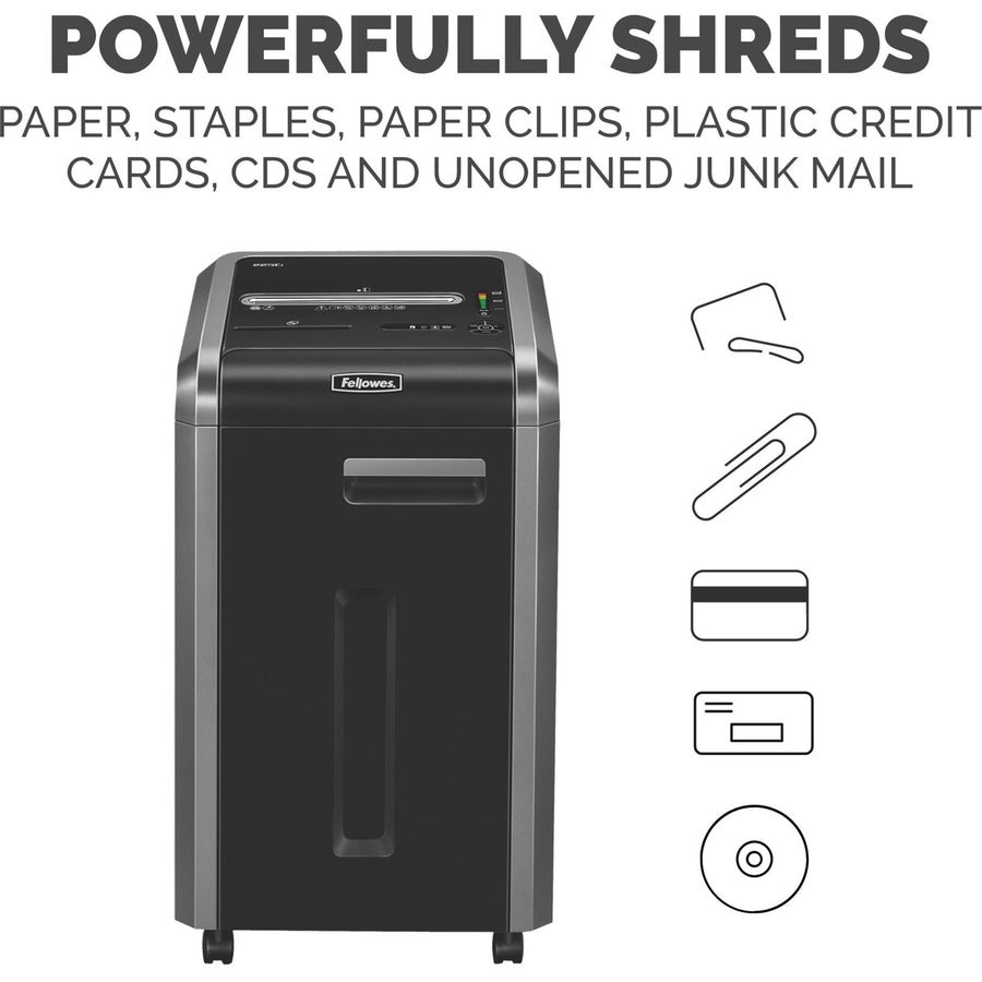 Fellowes&reg; 225Ci Paper Shredder | 100% Jam Proof, 22-Sheet, Cross-Cut Security, Commercial Grade | 3825001 Model, Black