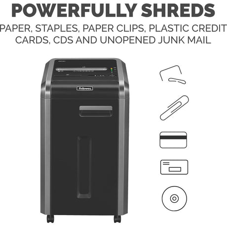 Fellowes&reg; 225Ci Paper Shredder | 100% Jam Proof, 22-Sheet, Cross-Cut Security, Commercial Grade | 3825001 Model, Black