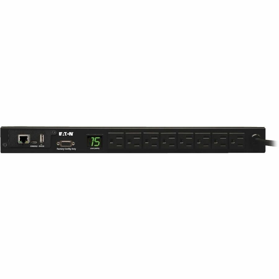 Eaton 1.4kW Single-Phase Monitored PDU with LX Platform Interface, 120V Outlets (8 5-15R), 5-15P, 12 ft. (3.66 m) Cord, 1U Rack-Mount, TAA