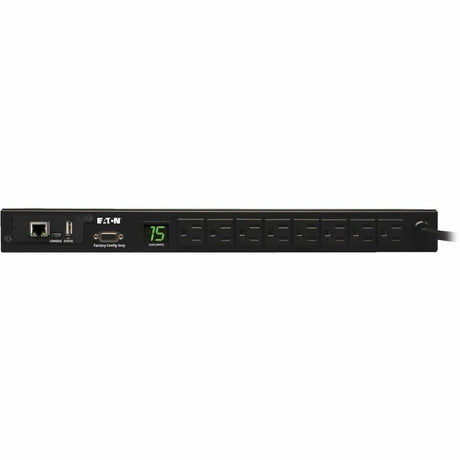 Eaton 1.4kW Single-Phase Monitored PDU with LX Platform Interface, 120V Outlets (8 5-15R), 5-15P, 12 ft. (3.66 m) Cord, 1U Rack-Mount, TAA