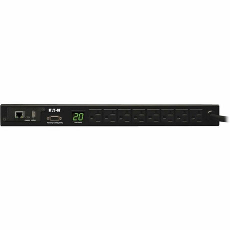Eaton 1.9kW Single-Phase Monitored PDU, 120V Outlets (8 5-15/20R), L5-20P/5-20P Adapter, 12 ft. (3.66 m) Cord, 1U Rack-Mount, LX Platform Interface, TAA
