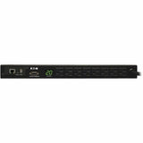 Eaton 1.9kW Single-Phase Monitored PDU, 120V Outlets (8 5-15/20R), L5-20P/5-20P Adapter, 12 ft. (3.66 m) Cord, 1U Rack-Mount, LX Platform Interface, TAA