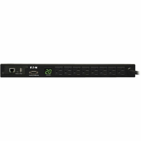 Eaton 1.9kW Single-Phase Monitored PDU, 120V Outlets (8 5-15/20R), L5-20P/5-20P Adapter, 12 ft. (3.66 m) Cord, 1U Rack-Mount, LX Platform Interface, TAA