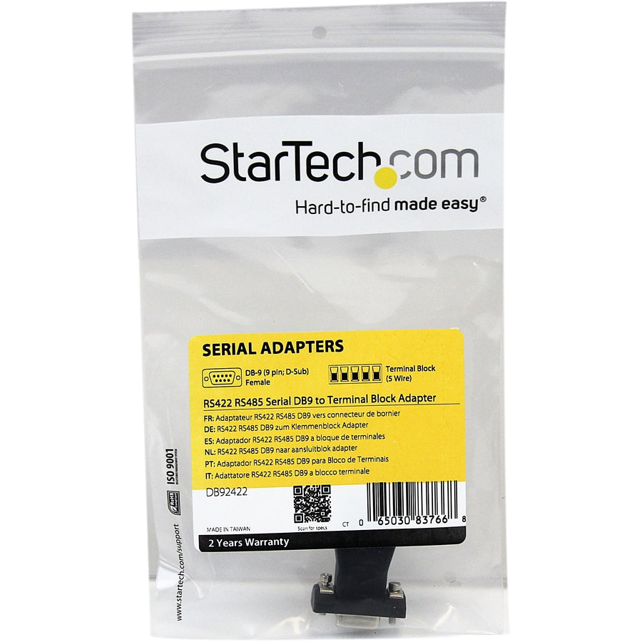 StarTech.com RS422 RS485 Serial DB9 to Terminal Block Adapter