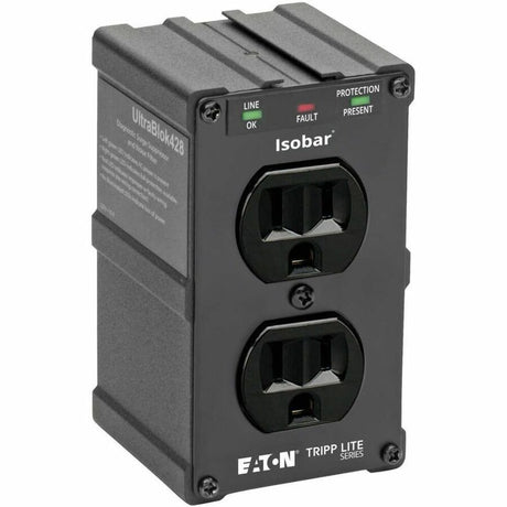 Eaton Tripp Lite Series Isobar 2-Outlet Surge Protector, Direct Plug-In, 1410 Joules, Diagnostic LEDs, Black Metal Housing