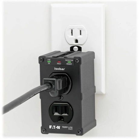 Eaton Tripp Lite Series Isobar 2-Outlet Surge Protector, Direct Plug-In, 1410 Joules, Diagnostic LEDs, Black Metal Housing