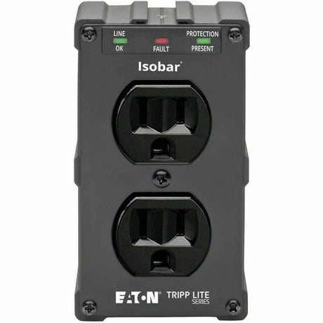 Eaton Tripp Lite Series Isobar 2-Outlet Surge Protector, Direct Plug-In, 1410 Joules, Diagnostic LEDs, Black Metal Housing
