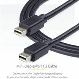 StarTech.com 6ft (2m) Mini DisplayPort Cable, 4K x 2K Ultra HD Video, Mini DisplayPort 1.2 Cable, Mini DP Cable for Monitor, mDP Cord, M/M
