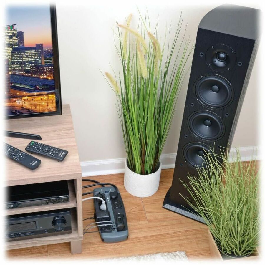 Eaton Tripp Lite Series Protect It! 10-Outlet Surge Protector, 8 ft. (2.43 m) Cord with Right-Angle Plug, 2395 Joules, Tel/DSL Protection, Black Housing