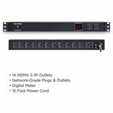 15A METERED PDU 1U 14 OUT 5-15R