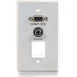 C2G VGA + 3.5mm Audio Pass Through Single Gang Wall Plate w/1 Keystone-Brushed Aluminum