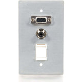 C2G VGA + 3.5mm Audio Pass Through Single Gang Wall Plate w/1 Keystone-Brushed Aluminum