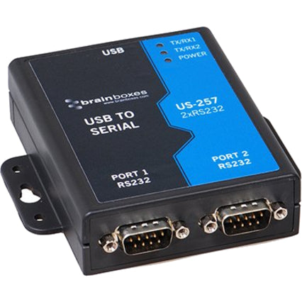 Brainboxes 2 Port RS232 USB to Serial Adapter