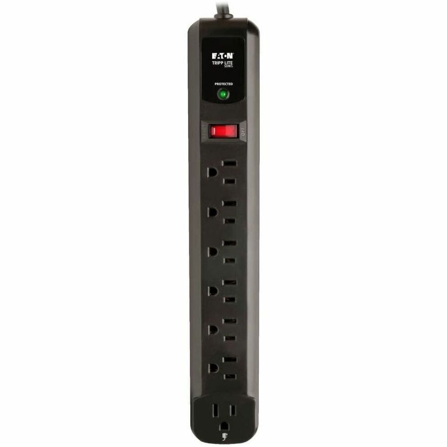 Eaton Tripp Lite Series Protect It! 7-Outlet Surge Protector, 6 Right-Angle Outlets, 4 ft. (1.22 m) Cord, 1080 Joules, Diagnostic LED, Black Housing