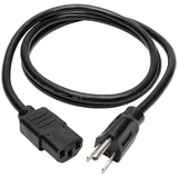 Eaton Tripp Lite Series Desktop Computer AC Power Cable, NEMA 5-15P to C13 - 10A, 125V, 18 AWG, 4 ft. (1.22 m), Black