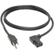 Eaton Tripp Lite Series Computer Power Cord, NEMA 5-15P to Left-Angle C13 - 10A, 125V, 18 AWG, 6 ft. (1.83 m), Black