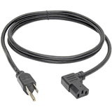 Eaton Tripp Lite Series Computer Power Cord, NEMA 5-15P to Left-Angle C13 - 10A, 125V, 18 AWG, 6 ft. (1.83 m), Black