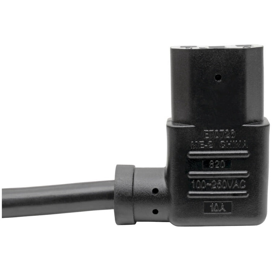 Eaton Tripp Lite Series Computer Power Cord, NEMA 5-15P to Left-Angle C13 - 10A, 125V, 18 AWG, 6 ft. (1.83 m), Black
