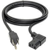 Eaton Tripp Lite Series Computer Power Cord, NEMA 5-15P to Right-Angle C13 - 10A, 125V, 18 AWG, 6 ft. (1.83 m), Black