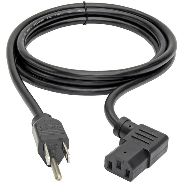Eaton Tripp Lite Series Computer Power Cord, NEMA 5-15P to Right-Angle C13 - 10A, 125V, 18 AWG, 6 ft. (1.83 m), Black