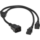 Eaton Tripp Lite Series Splitter Cable, Heavy-Duty, C20 to 2x C13 - 15A, 100-250V, 14 AWG, 2 ft. (0.61 m), Black