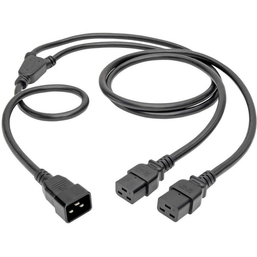 Eaton Tripp Lite Series Power Extension Cord/Splitter, 2 x C19 to C20 Y Splitter - Heavy-Duty, 20A, 250V, 12 AWG, 6 ft. (1.83 m), Black
