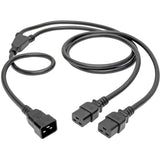 Eaton Tripp Lite Series Power Extension Cord/Splitter, 2 x C19 to C20 Y Splitter - Heavy-Duty, 20A, 250V, 12 AWG, 6 ft. (1.83 m), Black