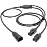 Eaton Tripp Lite Series C14 Male to C13 Female Splitter, PDU Style - C14 to 2x C13, 10A, 250V, 18 AWG, 6 ft. (1.83 m), Black