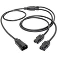 Eaton Tripp Lite Series C14 Male to C13 Female Splitter, PDU Style - C14 to 2x C13, 10A, 250V, 18 AWG, 6 ft. (1.83 m), Black