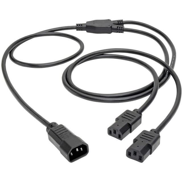 Eaton Tripp Lite Series C14 Male to C13 Female Splitter, PDU Style - C14 to 2x C13, 10A, 250V, 18 AWG, 6 ft. (1.83 m), Black