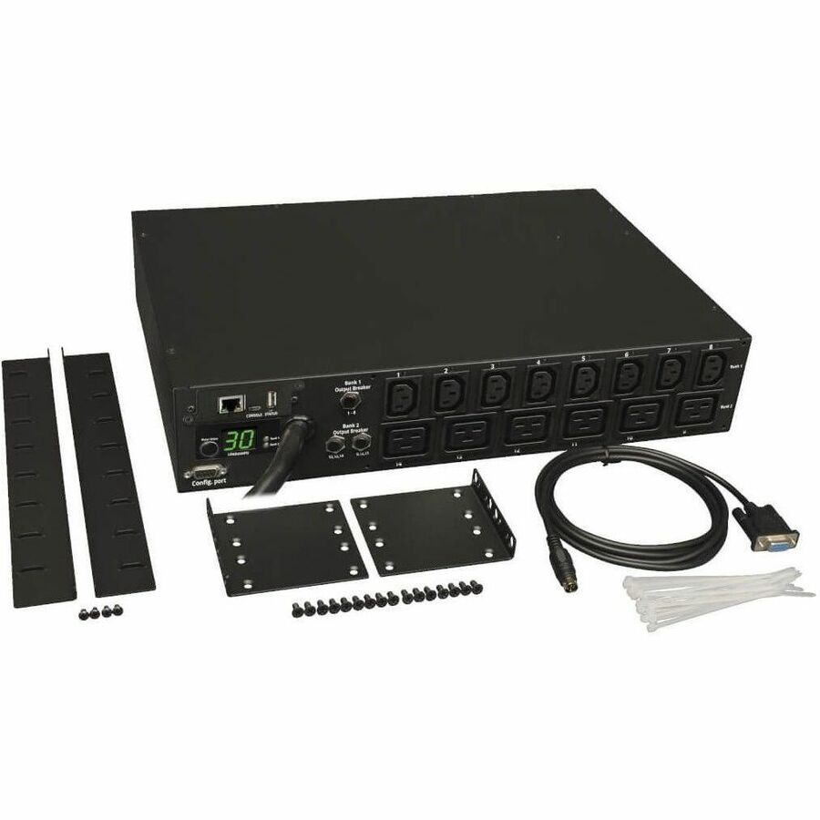 Eaton 5.5kW Single-Phase Switched PDU - LX Interface, 208/230V Outlets (8 C13 & 6 C19), L6-30P Input, 15 ft. (4.57 m) Cord, 2U Rack-Mount, TAA