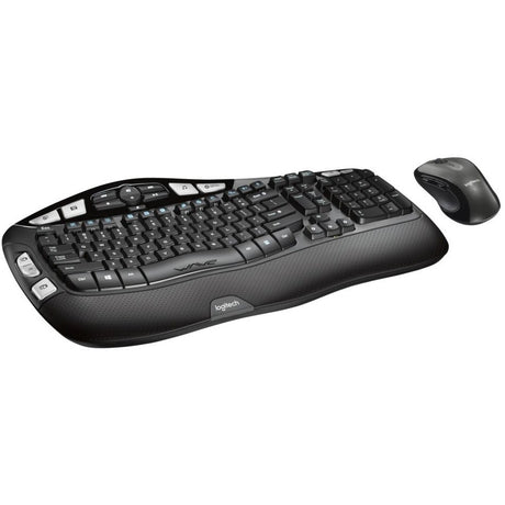 Logitech MK550 Wireless Wave Keyboard and Mouse Combo, Ergonomic Wave Design, Black