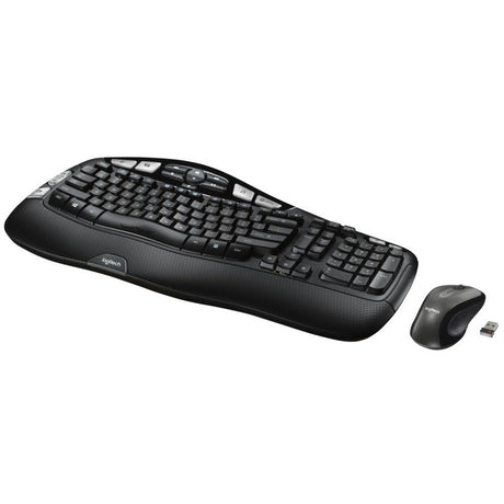 Logitech MK550 Wireless Wave Keyboard and Mouse Combo, Ergonomic Wave Design, Black