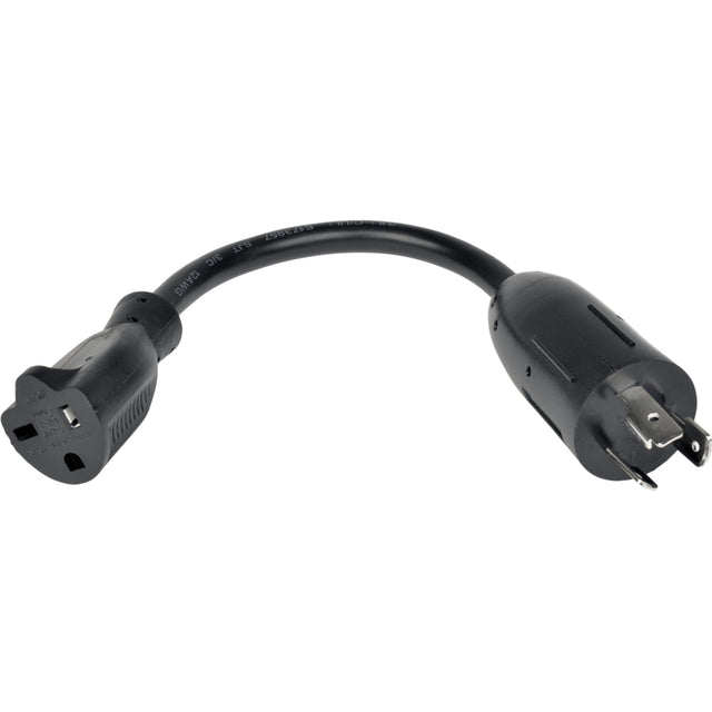 Eaton Tripp Lite Series Power Cord Adapter, NEMA L5-20P to NEMA 5-20R - Heavy-Duty, 20A, 125V, 12 AWG, 6-in. (15.24 cm), Black