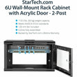 StarTech.com 2-Post 6U Wall Mount Network Cabinet w/ Acrylic Door, 19" Small Wall-Mounted Server Rack for Data / Computer Equipment
