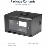 StarTech.com 2-Post 6U Wall Mount Network Cabinet w/ Acrylic Door, 19" Small Wall-Mounted Server Rack for Data / Computer Equipment