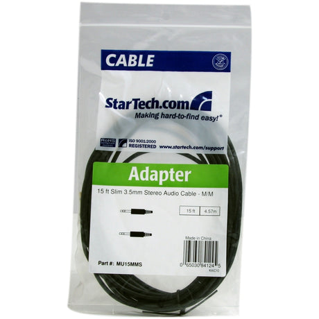 StarTech.com 15 ft Slim 3.5mm Stereo Audio Cable - M/M