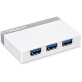 TRENDnet 4-Port USB 3.0 Ultra-Mini Hub, 1M (3ft. USB 3.0 cable), Up to 5Gbps, Power Adapter Included, Plug &Play, Backwards Compatibility with USB 2.0/USB 1.1, TU3-H4