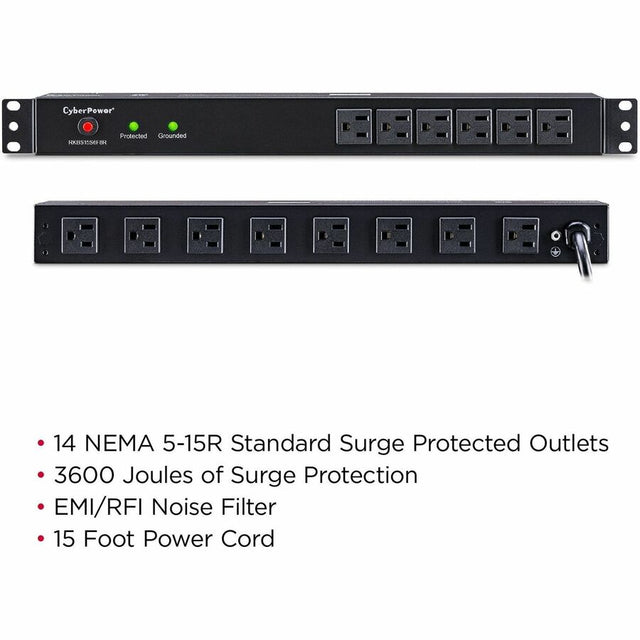 CyberPower RKBS15S6F8R Rackbar 14 - Outlet Surge Protector with 3600 J Surge Suppression